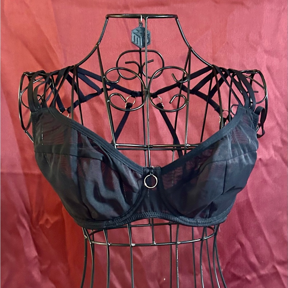 Black Sheer Bra w/silver hardware & straps